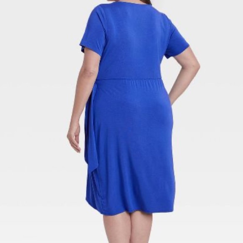 PLUS SIZE Ava & Viv Blue Wrap Around Dress - Picture 2 of 4